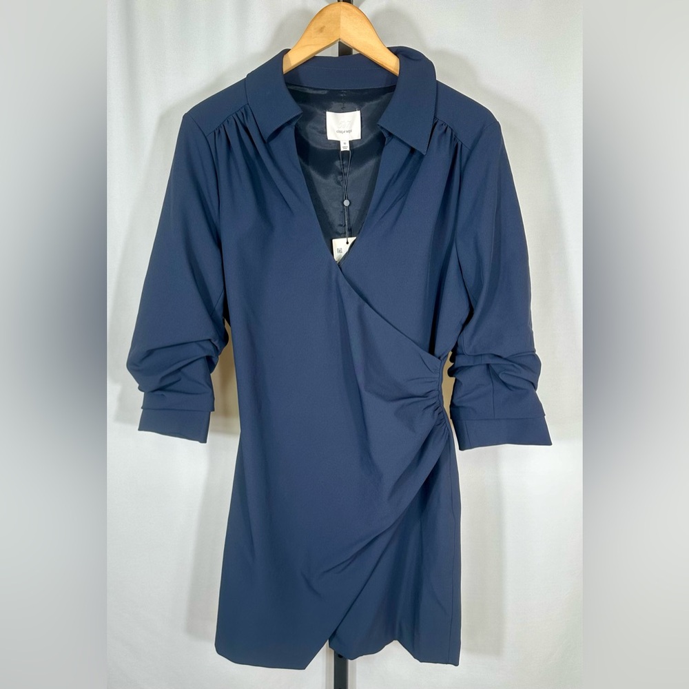 cinq a sept Navy Wrap Mini Dress - Picture 3 of 10